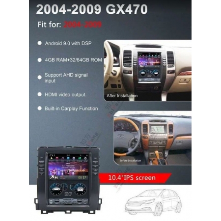 Головное устройство в стиле Тесла Carmedia ZF-1116-H-DSP для Toyota LC Prado 120 (для комплектации с монитором) и Lexus GX 470 c DSP процессором на Android