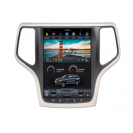 Головное устройство в стиле Тесла Carmedia ZF-1217G-DSP для Jeep Grand Cherokee 2013+ (Цвет шампань) c DSP процессором на Android