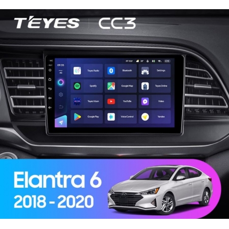 Штатная магнитола Teyes CC3 3/32Gb для Hyundai Elantra 2019+ 8 ядер, DSP процессор, QLED дисплей, LTE модем, Andriod 10