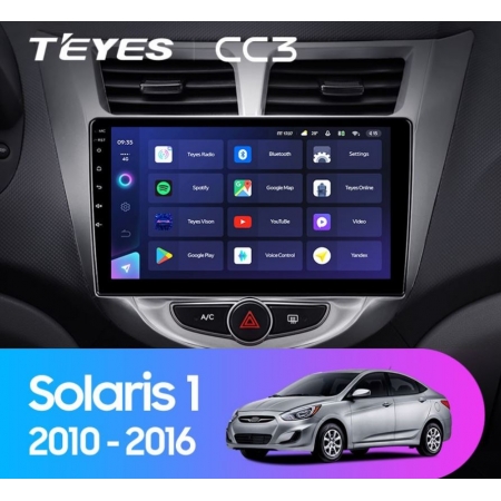 Штатная магнитола Teyes CC3 3/32Gb для Hyundai Solaris 2010-2016 8 ядер, DSP процессор, QLED дисплей, LTE модем, Andriod 10