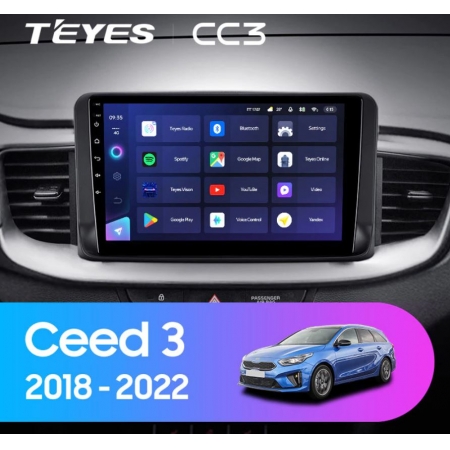 Штатная магнитола Teyes CC3 3/32Gb для Kia Ceed 2019+ 8 ядер, DSP процессор, QLED дисплей, LTE модем, Andriod 10