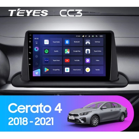 Штатная магнитола Teyes CC3 4/64Gb для Kia Cerato 2019+ 8 ядер, DSP процессор, QLED дисплей, LTE модем, Andriod 10