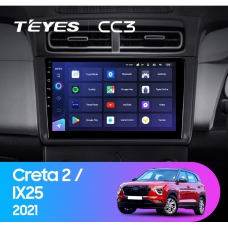 Штатная магнитола Teyes CC3 6/128Gb для Hyundai Creta 2021+ 8 ядер, DSP процессор, QLED дисплей, LTE модем, Andriod 10