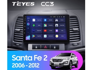 Штатная магнитола Teyes CC3 3/32Gb для Hyundai Santa Fe 2006-2012 8 ядер, DSP процессор, QLED дисплей, LTE модем, Andriod 10