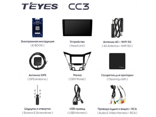 Штатная магнитола Teyes CC3 3/32Gb для Hyundai Sonata 2010-2013 8 ядер, DSP процессор, QLED дисплей, LTE модем, Andriod 10